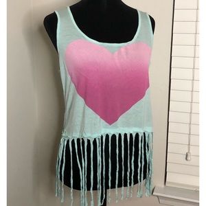 Pink Hearted💓 Fringe Crop Top